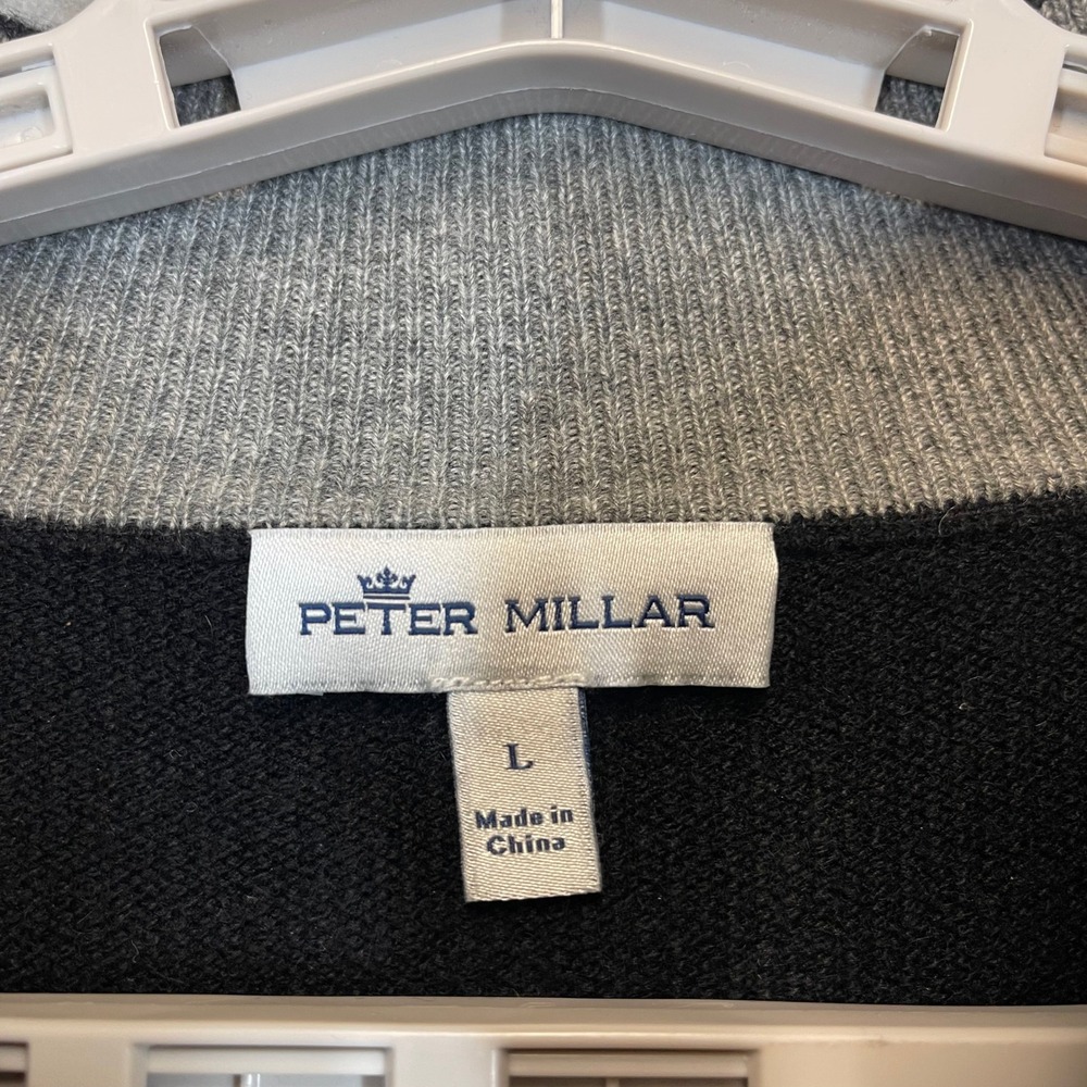 Peter Millar Sweater Men Large Black Cashmere 4 Button James Bond Bow Tie Luxury - Picture 4 of 10